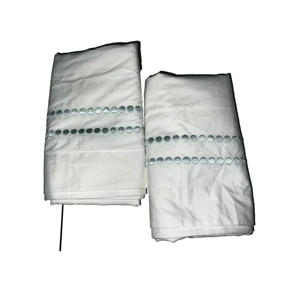 Two Pottery Barn Pearl Organic 100% Cotton Percale Shams-SEA GLASS- King